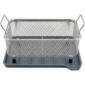 Pndkv Rectangular Diamond Mesh Draining Basket with Slate Drip Tray - Product view